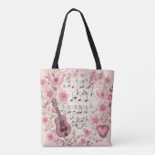 Tote Bag Notes de musique et Fleurs style rétro (Dos)