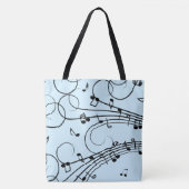 Tote Bag Notes de musique fantaisie Bleu (Devant)