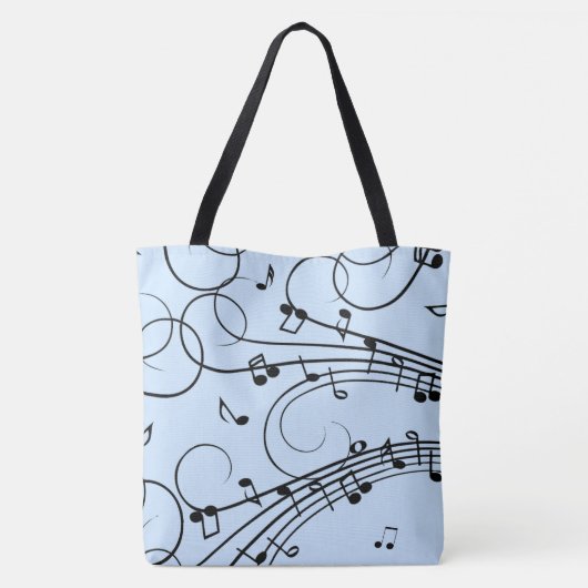 Tote Bag Notes de musique fantaisie Bleu (Dos)