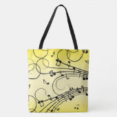 Tote Bag Notes de musique fantaisie jaune (Devant)