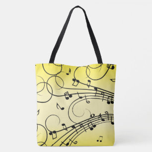 Tote Bag Notes de musique fantaisie jaune