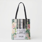 Tote Bag notes de musique florales piano (Devant)