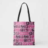 Tote Bag Notes de musique géométrique rose (Devant)