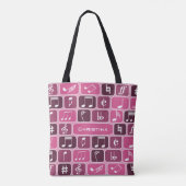 Tote Bag Notes de musique géométrique rose (Dos)