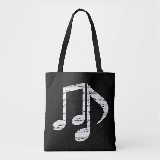 Tote Bag Notes de musique noir et blanc (Devant)