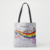 Tote Bag Notes de musique noire sur Gray (Devant)