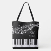 Tote Bag Notes de musique Nom du clavier Monogramme Couleur (Dos)