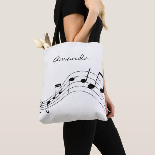 Tote Bag Notes de musique personnalisées sur fond blanc ch