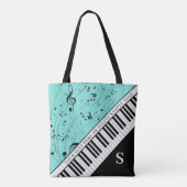 Tote Bag Notes de musique Piano personnalisées Nom du scrip (Dos)