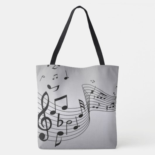 Tote Bag Notes de musique sur argent (Dos)