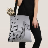 Tote Bag Notes de musique sur argent (De près)