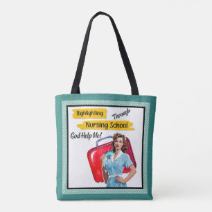 Tote Bag Notes de soins infirmiers rétro Pinup_