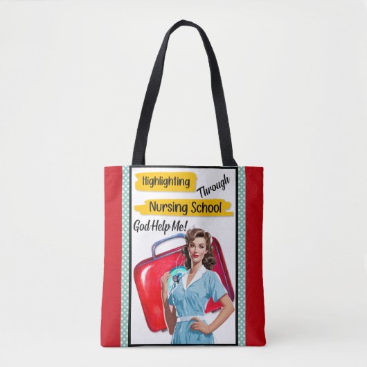 Tote Bag Notes de soins infirmiers rétro Pinup_ (Devant)