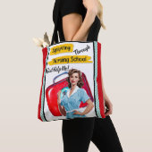Tote Bag Notes de soins infirmiers rétro Pinup_ (De près)