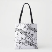 Tote Bag Notes fantaisie Design de musique blanche (Devant)