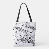 Tote Bag Notes fantaisie Design de musique blanche (Dos)
