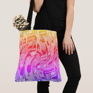Tote Bag Notes musicales animées de belles couleurs