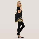 Tote Bag Notes musicales Arrière - plan Noir Et Or (Sur le modèle)