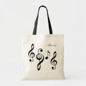 Tote Bag Notes musicales avec son nom (Devant)