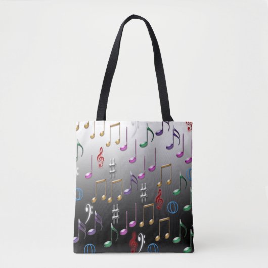 Tote Bag Notes musicales colorées (Devant)