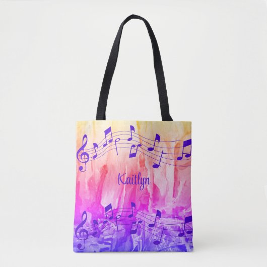 Tote Bag Notes musicales colorées Personnalisées (Devant)
