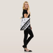 Tote Bag Notes musicales de piano personnalisées Monogramme (Sur le modèle)