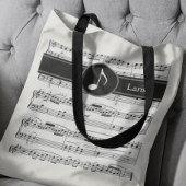 Tote Bag Notes musicales en noir et blanc personnalisées