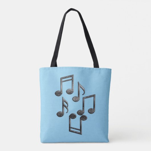 Tote Bag Notes musicales en Parties scintillant noire (Dos)