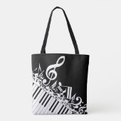 Tote Bag Notes musicales et touches de piano personnalisées (Dos)