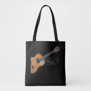 Tote Bag Notes musicales graphiques de guitare acoustique V