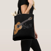 Tote Bag Notes musicales graphiques de guitare acoustique V (De près)