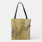 Tote Bag Notes musicales Or brossé (Dos)