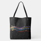 Tote Bag Notes musicales personnalisées en arc-en-ciel (Dos)