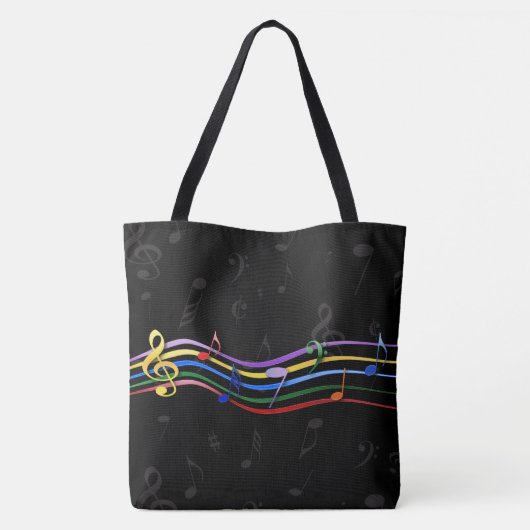Tote Bag Notes musicales personnalisées en arc-en-ciel (Dos)