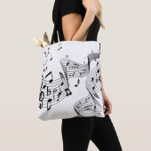 Tote Bag Notes musicales sur le blanc (De près)