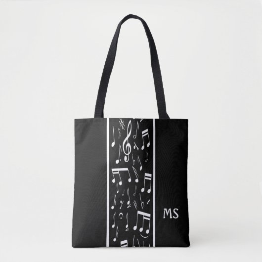 Tote Bag Notes musicales triées noir et blanc (Devant)