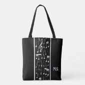 Tote Bag Notes musicales triées noir et blanc (Dos)