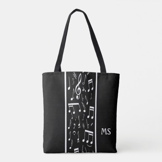 Tote Bag Notes musicales triées noir et blanc (Dos)