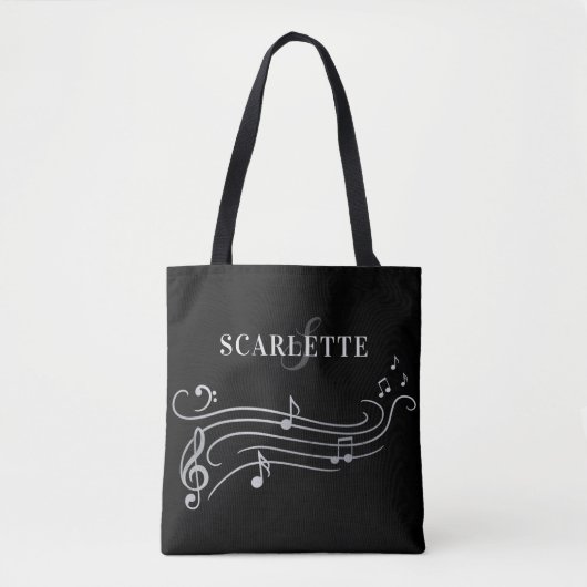 Tote Bag Notes noires et blanches de musique de piano de (Devant)