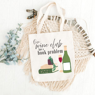 Tote Bag Notre Club de Vin a un Problème de Livre Aquarelle