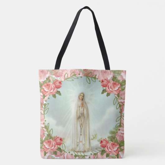 Tote Bag Notre Madame des roses roses de Fatima (Devant)