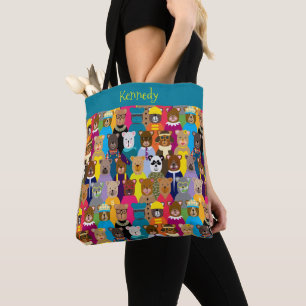 Tote Bag Nounours colorés avec de nombreuses professions