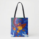 Tote Bag Nourrir Les Canards Peinture Contemporaine (Devant)