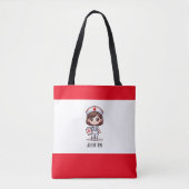 Tote Bag Nourriture Manga mignonne avec cheveux Brown Brown (Devant)