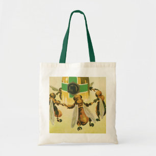 Tote Bag Nourriture Vintage, Abeilles Biologiques Dansant d