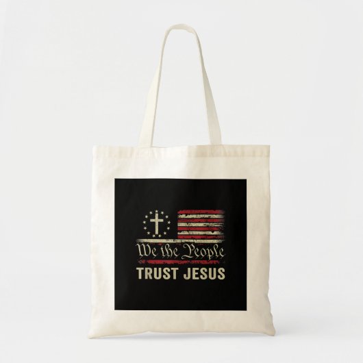Tote Bag Nous Le Peuple Confiance Jésus - USA Drapeau Chris (Devant)