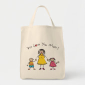 Tote Bag Nous t'aimons Maman Cartoon Famille Bonne fête des (Devant)