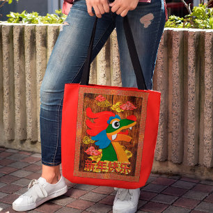 Tote Bag Nouvel An Chinois Dragon découpé en papier Bois Ro