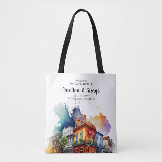Tote Bag Nouvelle-Orléans Nola - Mariage d'aquarelle Bienve (Devant)