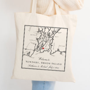 Tote Bag Nouvelle-Port Rhode Island Mariage Bienvenue Noir